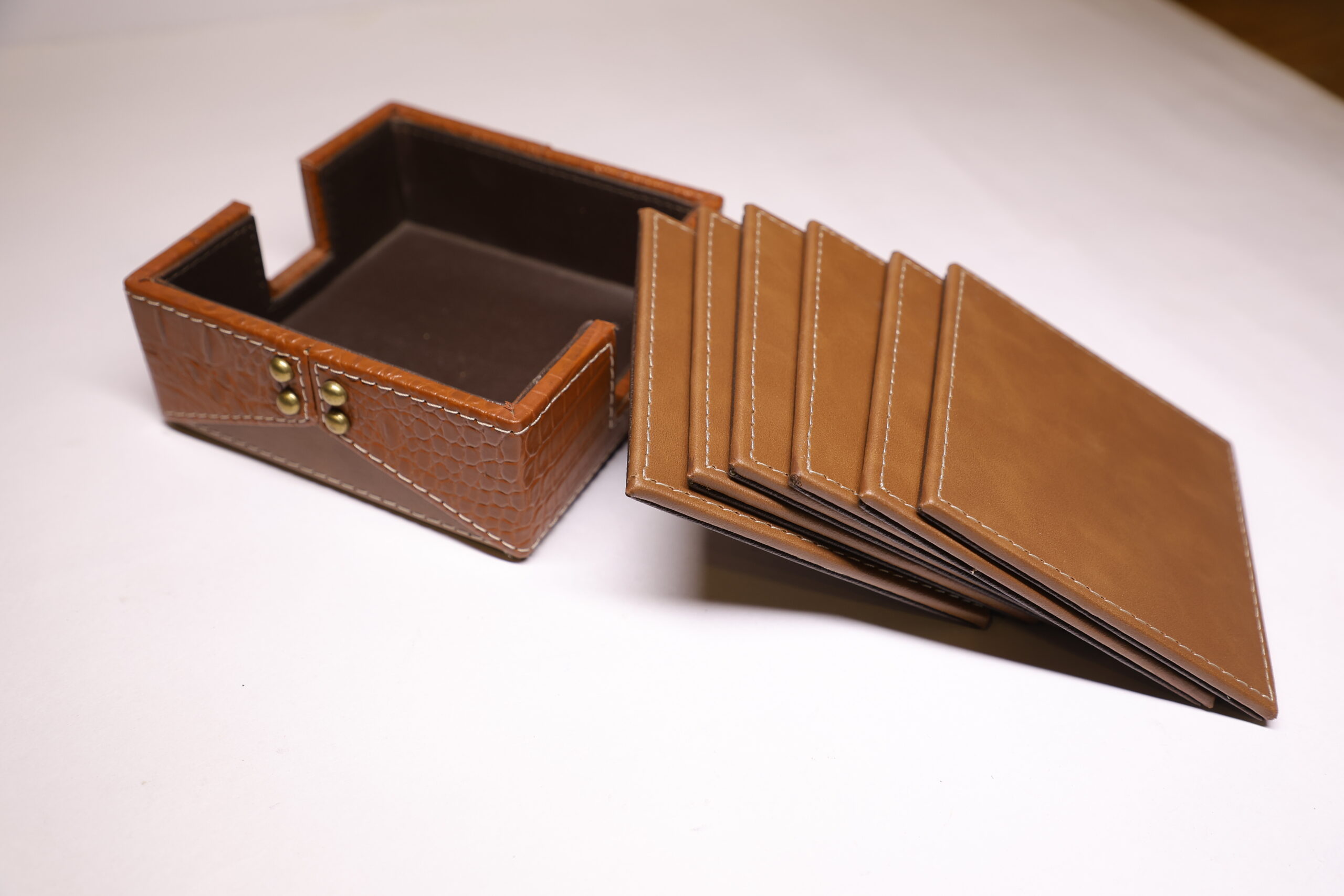 Petal Pocket Leather Glass Coaster(6 pcs)
