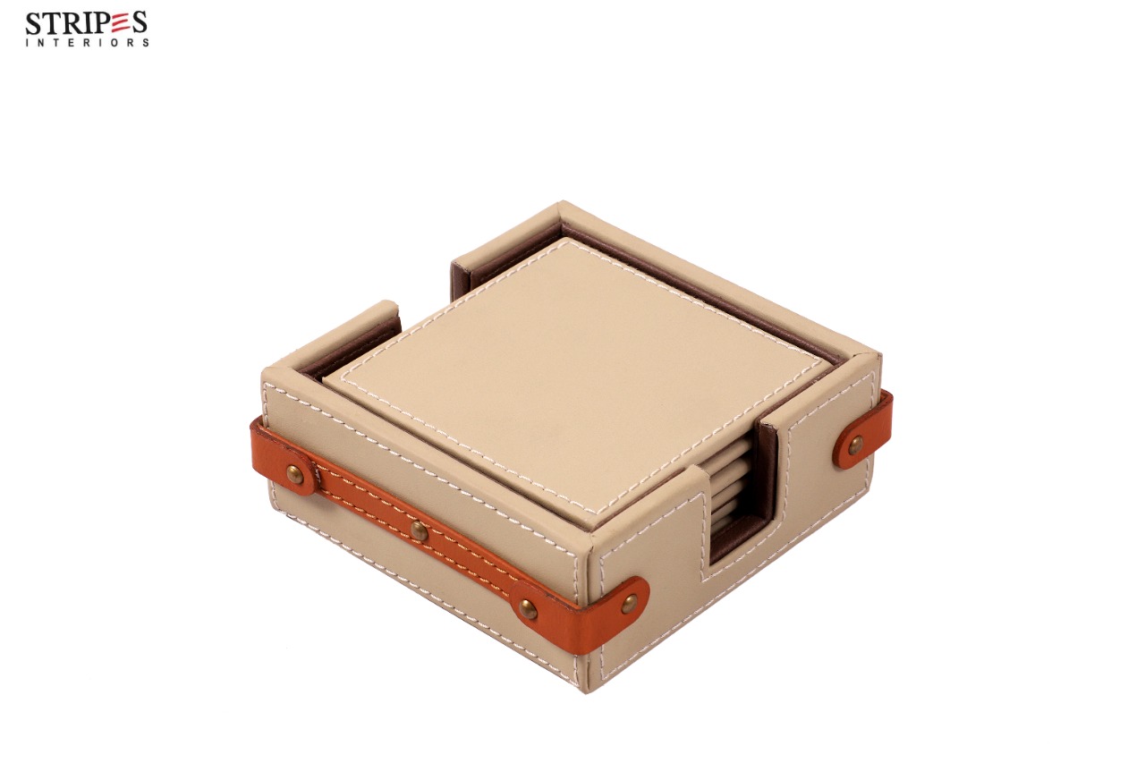 Leather Luxe Glass Coaster(6 pcs)