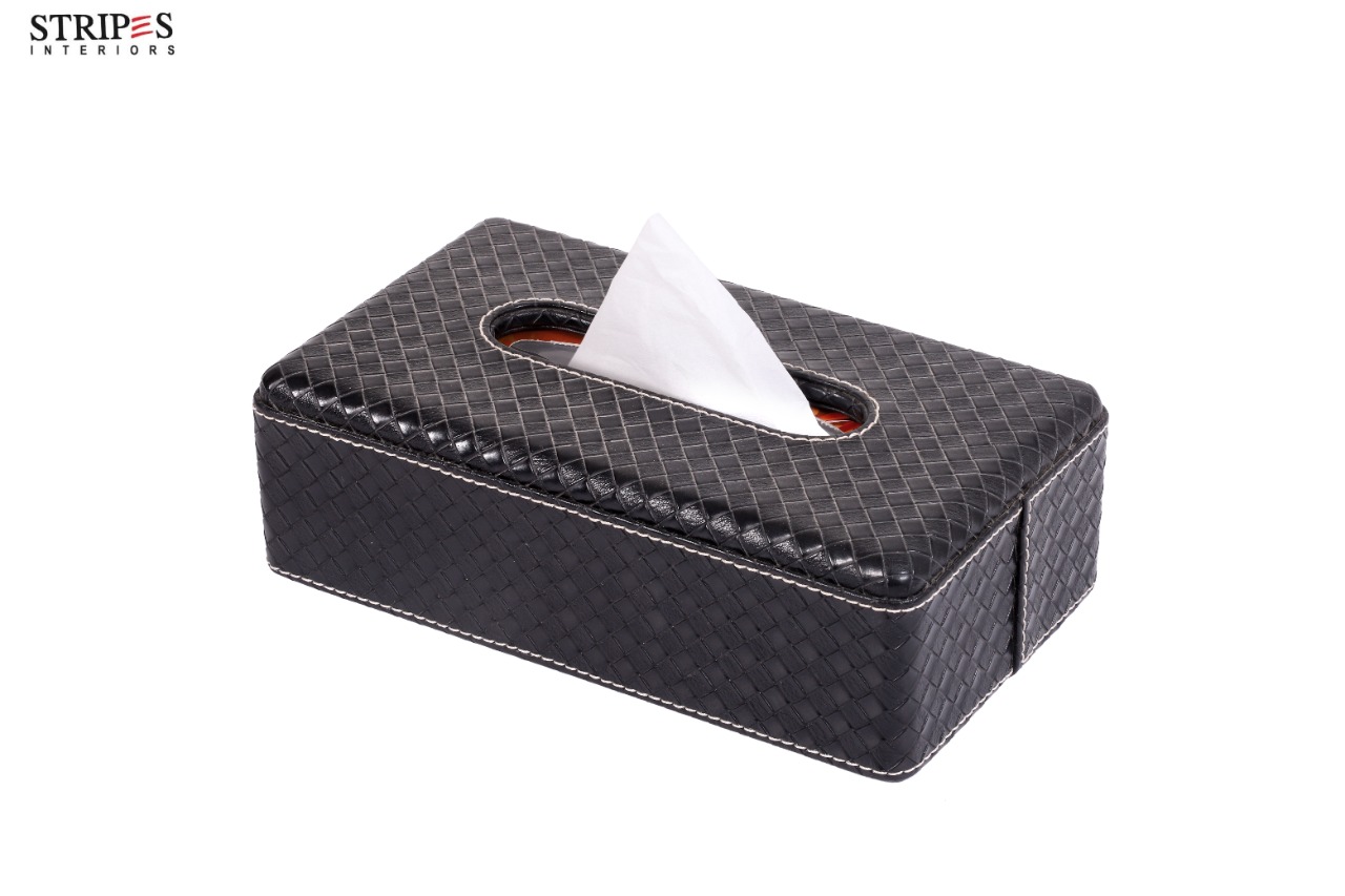 Weaved Leather Tissue Box