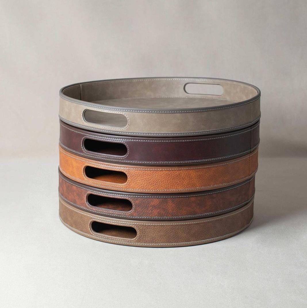 Premium Leather Round Tray