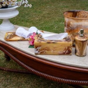 Amber Swirl Resin Bathroom Set