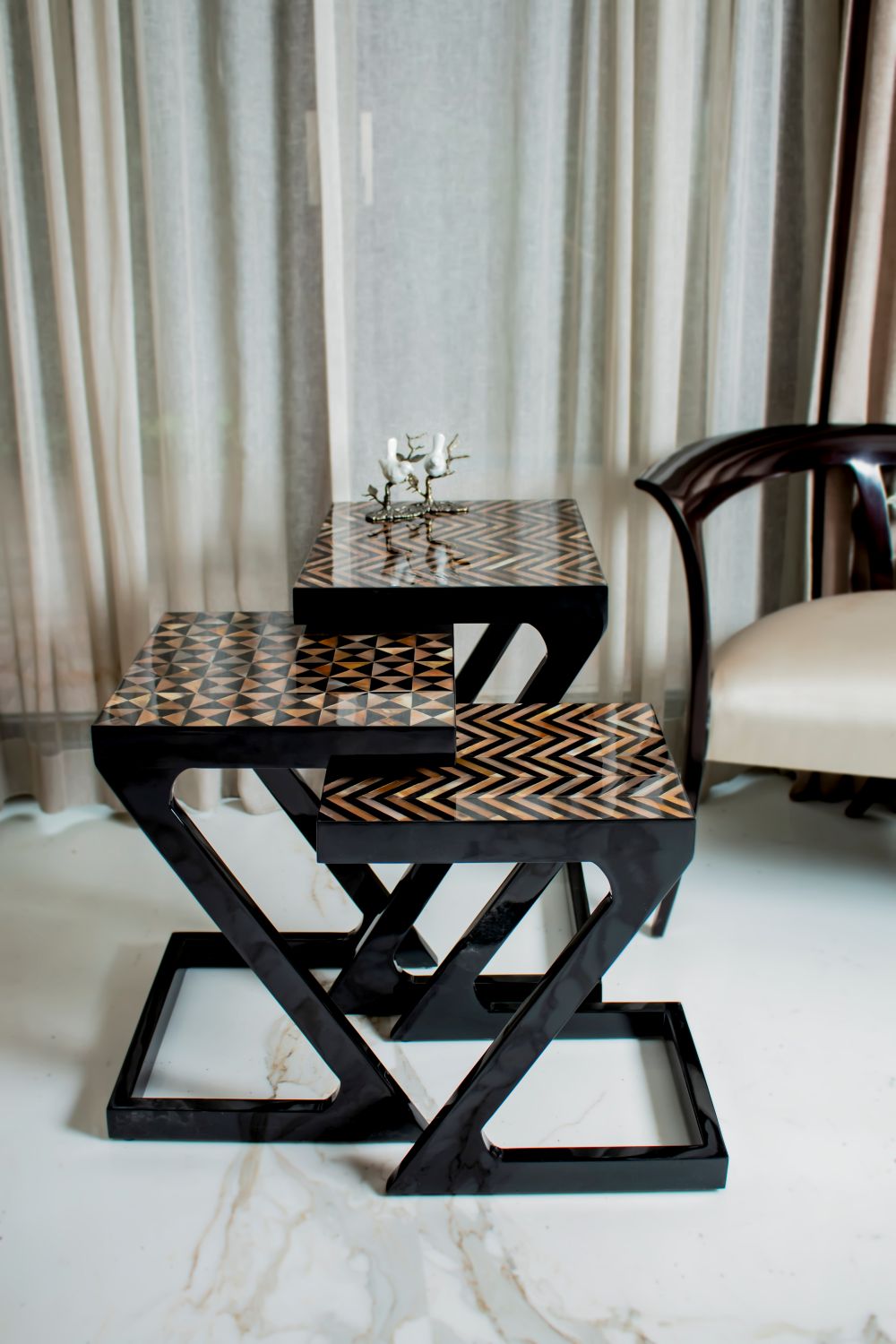 Chevron Horn Nesting Table