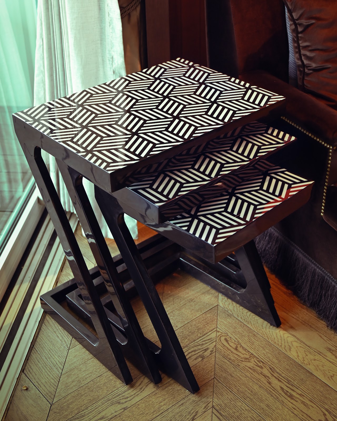 Bold Monochrome Geometric Nesting Table