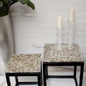Nacre Inlay Horn Nesting Table