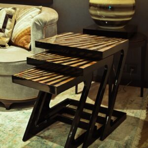 Linear Horn Streaked Gloss Nesting Table