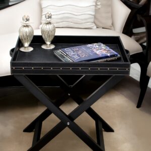 Leather Luxe Folding Tray Stand(Black Stud)