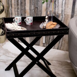 Leather Luxe Folding Tray Stand(Wine)