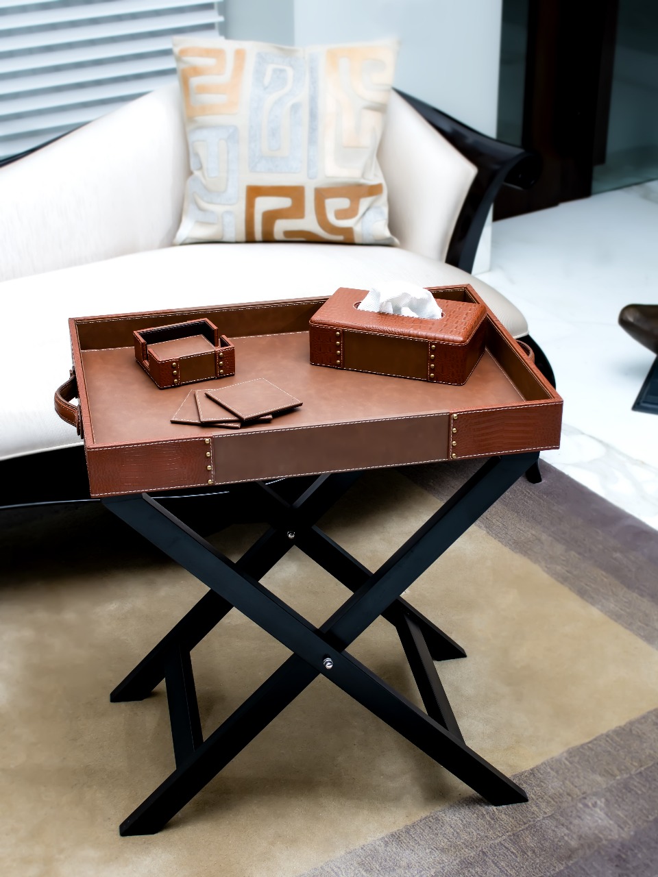 Golden Hour Folding Tray Stand(Tan Croc)