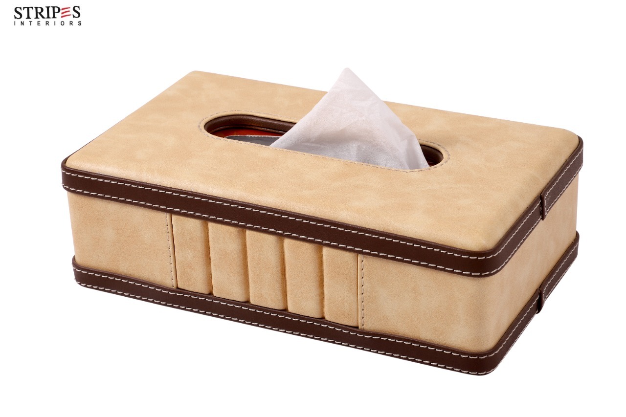 Striped Harmony Leather Tissue Box