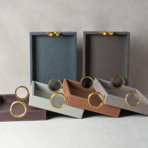 Brass Ringed Leather Tray
