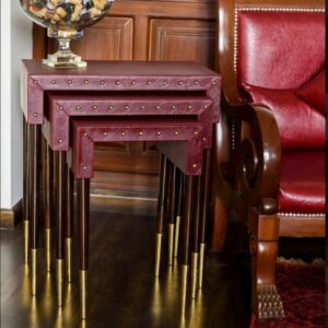 Cuir Crimson Red Nesting Table