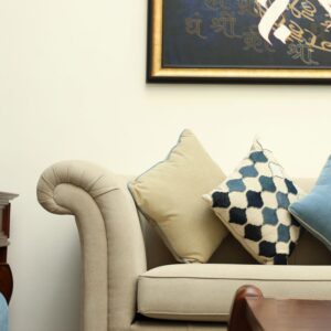 Navy Clover Sequin Cushion