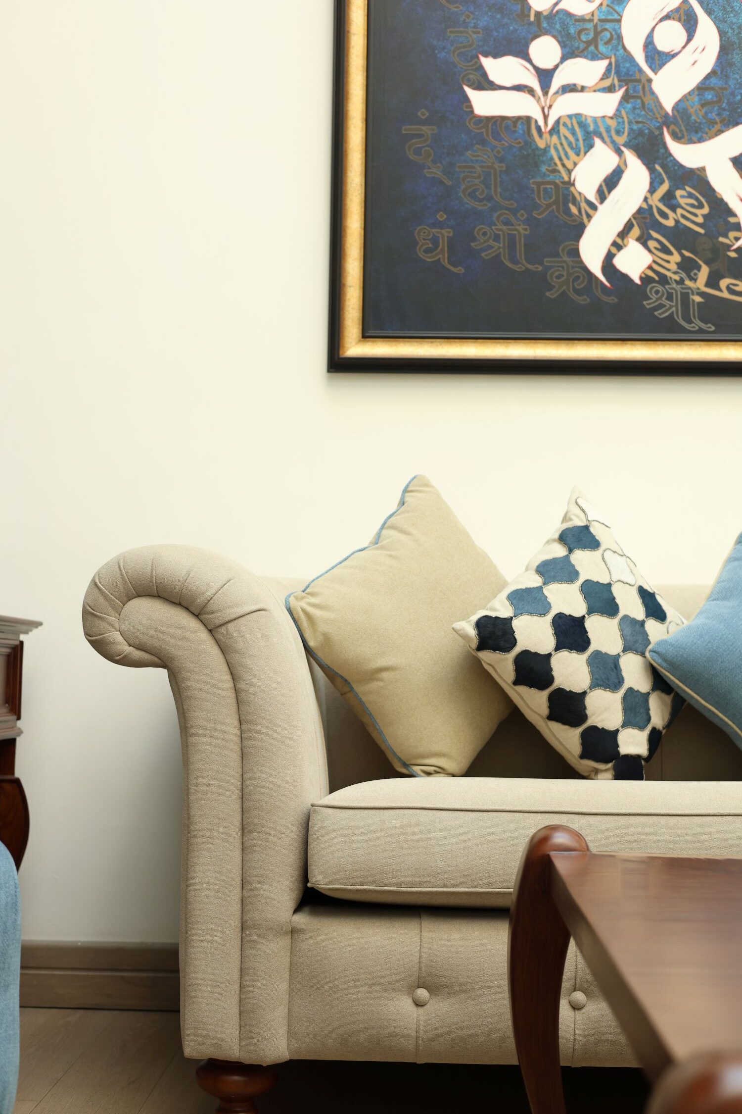 Navy Clover Sequin Cushion