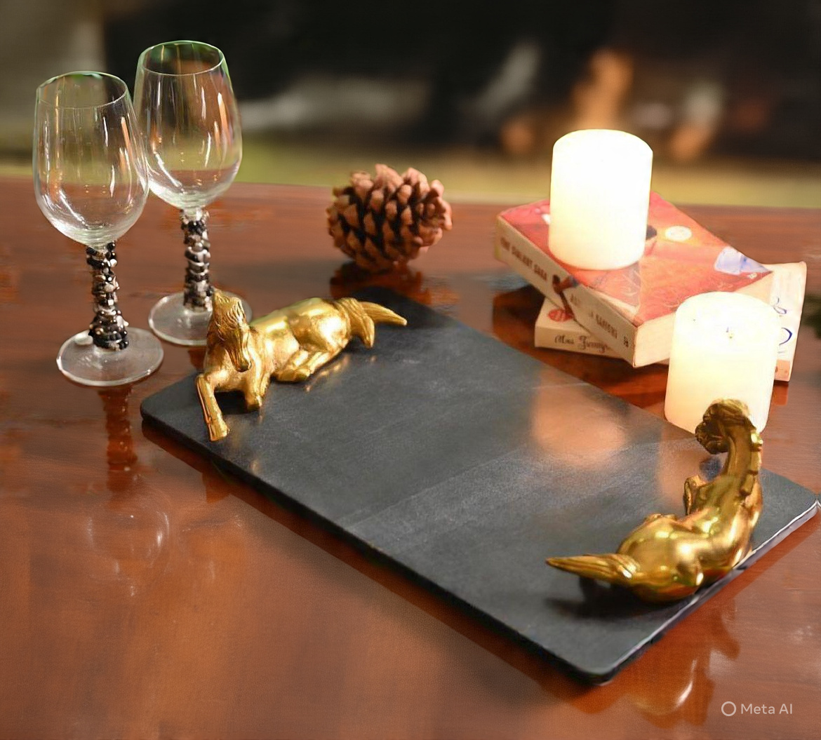 Regal Marble Horse Tray