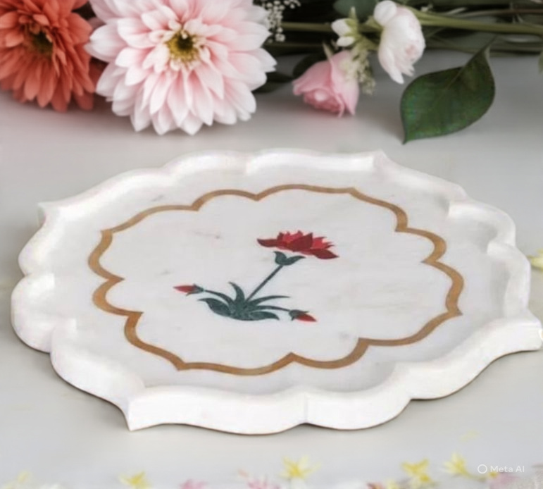 Floral Marble Platter